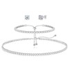 HAXIYA Tennis Necklace Set for Women Crystal Bracelet Diamond Earrings
