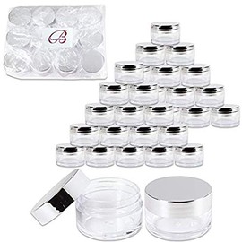 Beauticom 20g/20ml USA Acrylic Round Clear Jars with Lids for Lip Balms, Creams, Make Up, Cosmetics, Samples, Ointments (240 Jars, Metallic Silver)