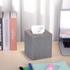 BTSKY Household Square Linen Tissue Box with Decorative Gold Line