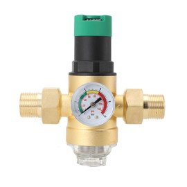QAVODB Pressure Regulator DN20, Brass Pressure Regulator 3/4 Inch Pre-Filter, Water Pressure Regulator with Pressure Gauge Water and Screen Filter, Adjustable Pressure Valve