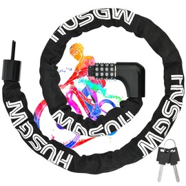 Bicycle Chain Lock, 120 cm Bicycle Anti-Theft Chain Lock with Key and Combination Lock, Motorcycle Anti-Theft Protection, Motorcycle Lock, Various Motorcycle Chains for Bicycles and Motorcycles