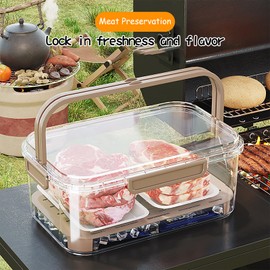 ZQZXD Insulated Cold Food Storage Container with Handle & Lid, Portable Outdoor Camping Lunch Box for Fruit, Veggies & Snacks, Keep Food Cold with Drainage Design