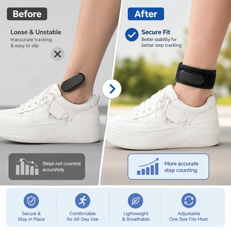 Fitness Tracker Ankle Strap Set for Steps – Adjustable Wrist
