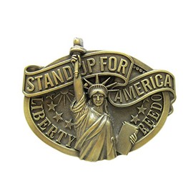 Urban Backwoods Statue of Liberty I Antique Brass Belt Buckle for Interchangeable Belt Buckle, bronze