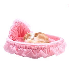 WYSBAOSHU Cute Princess Pet Bed Bow-TIE Lace Cat Dog Bed (S, Pink)