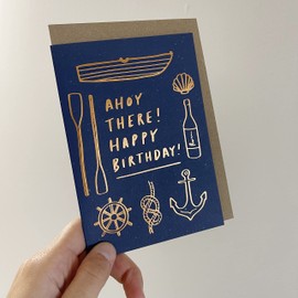 Old English Co. Birthday Card - A6 Ahoy There | Perfect for Friends or Family Members | Happy & Funny Adult Occasion Cards | Suitable for Men & Women | Blank Inside & Envelope Included