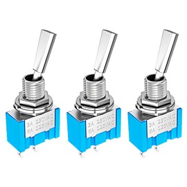 DaierTek Mini Toggle Switch SPST Miniature Small Toggle Switch ON/Off 2 Position 2 Pin 6A 125VAC 3A 250VAC for Car Truck Household Appliance -3pcs