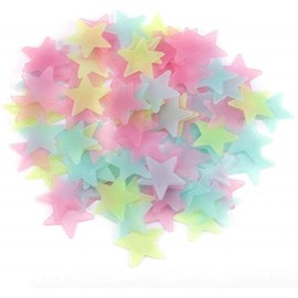 Nacnic Wall Stickers glow in the dark 3D MIX COLOR STARS. Decorative vinyl stickers starry sky fluorescents. Room Decoration 3cm bright stars, boy and girl