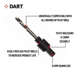 DART DAA1 Hole Saw Arbor, Black