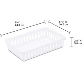Tribello Plastic Bin Baskets for Organizing, White Storage Tray, Rectangle 9 x 6 x 2 - Pack of 4 - Made in USA