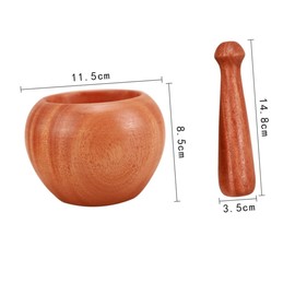 LABRIMP Garlic Crusher Mincer 1 Set Wooden Pestle Kit Garlic Pot Spice for Fresh Meals