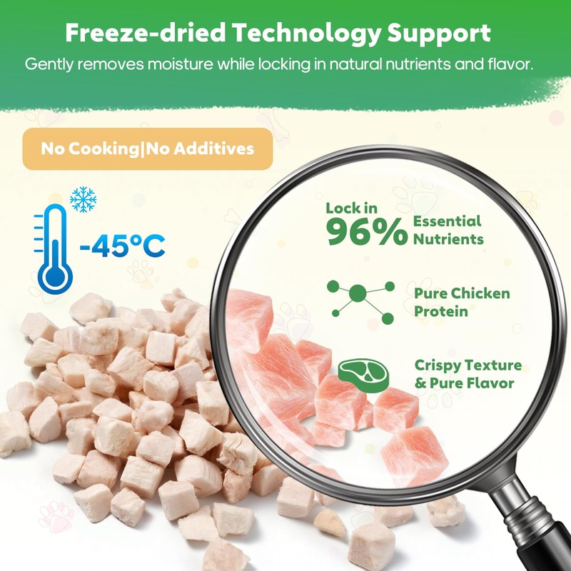 Whiskopia 3.53 oz Freeze Dried Chicken Cubes for Dogs and