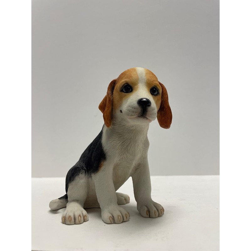 4.25 Inch Beagle Puppy Sitting Decorative Figurine, Brown and White