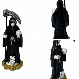 Santa Muerte 4" Black Dress Holy Death Grim Reaper Skull Skeleton.. Decor Evil