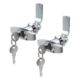 Bitray 2Pcs Matching T-Handles Lock Set Truck Cap Locking Silver T Handle Garage Lock Camper Shell Locks