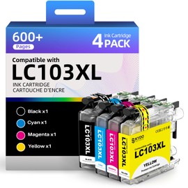 LC103XL LC103 Color Ink Cartridge Compatible for Brother LC103 XL LC101 103 Work With Brother MFC-J870DW MFC-J4510DW MFC-J450DW MFC-J6920DW MFC-J650DW (1 Black, 1 Cyan, 1 Magenta, 1 Yellow | 4 Pack)
