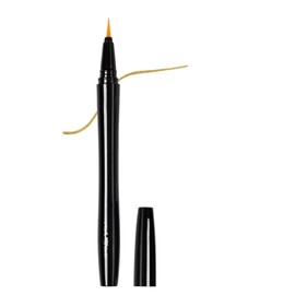 MAEPEOR Waterproof Liquid EyeLiner Smudge-Proof & Transfer-Resistant Ultra-Fine Eyeliner Pen Stay All Day Makeup with Fine Brush Tip Lasting Satin Finish (06 Dazzle Golden)