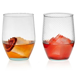 Prologue Libbey Luna Recycled Handblown Curved Tumbler Glasses, Set of 6