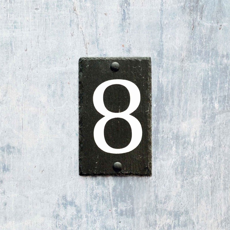 Number 8-14.5 x 9cm Natural Solid Slate House Number Plaque