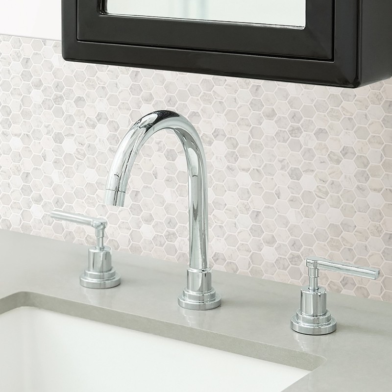 In Home InHome NH2359 Hexagon Marble Peel Stick Backsplash Tiles,