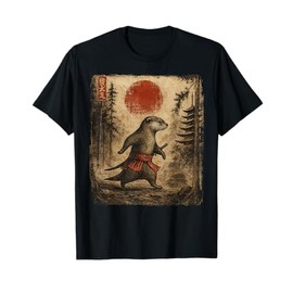 Samurai Otter Japanese Vintage Funny Gifts Graphic Art T-Shirt