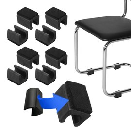 PATIKIL Rectangle U Shaped Chair Leg Tips Caps with Felt Pads, 8 Pack Slide Smoothly Furniture Feet Floor No Scratches No Noise Protectors Protect Hardwood Floors Fit Dia 14 mm Leg, Black