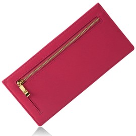 Mura Women's Clutch, Genuine Leather, Slim, RFID Skimming Prevention, Travel, Fuchsia