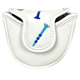 Kopinma Magnetic Golf Putter Cover - PU Mallet Putter Head Cover with Magnetic Closure, Portable, Easy to Use, Stylish White