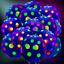 50 Pcs Glow in The Dark Balloons Neon Balloons Decoration Neon Party Supplies UV Blacklight Latex Balloons 12 Inch Reactive Fluorescent Mini Polka Dots Balloons for Neon Glow Party (Transparent)
