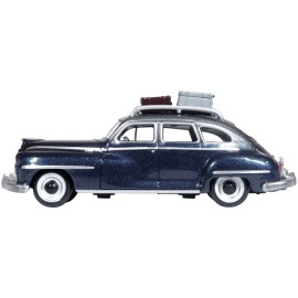 DCD 1946 DeSoto Suburban with Roof Rack Luggage Butterfly Blue Metallic Crystal Gray Top 1/87 (HO) Scale Diecast Model Toy