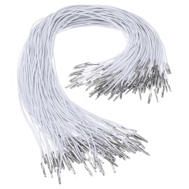 100 PCS Elastic Cords with Metal Ends, 37cm/14.5 Inch Elastic Barbed Cord Barbs Fastener Ends Round Loop Stretch Loop Band, Hat Chin Cords Strap for Party Mask Making DIY Hat Badges Signs, White