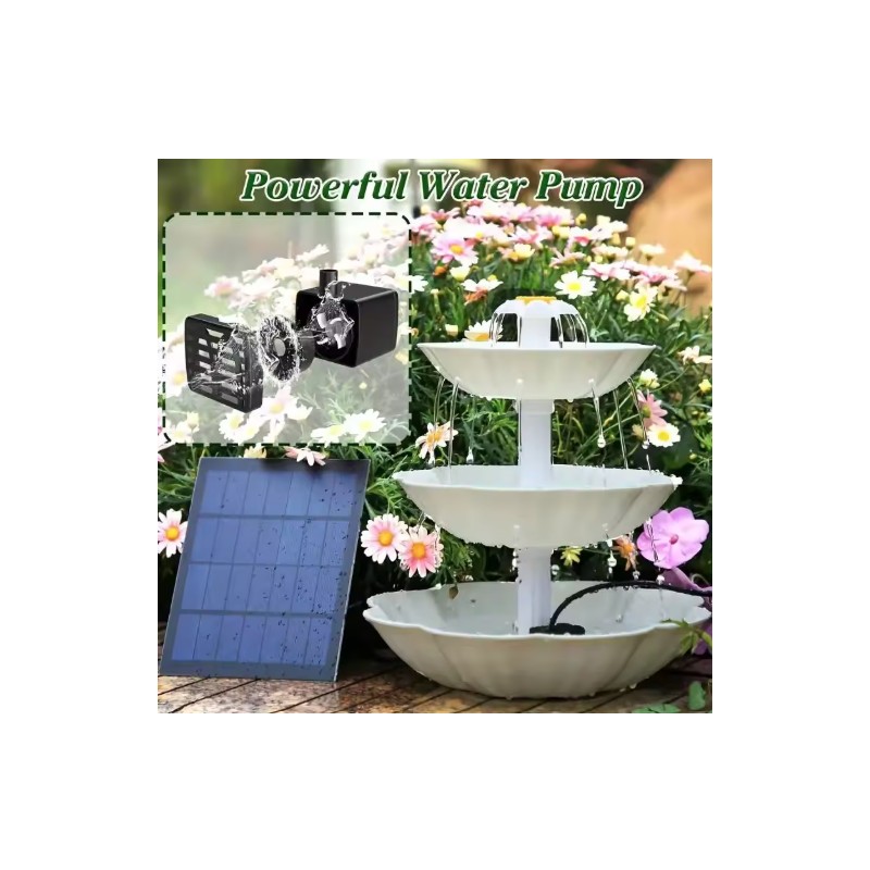 Solar Bird Bath Fountain for Garden Decor – Detachable 3-Tier