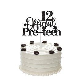 BlackGlittery - Decoración oficial para tartas de cumpleaños de 12 años, para niños y niñas de 12 años (negro)
