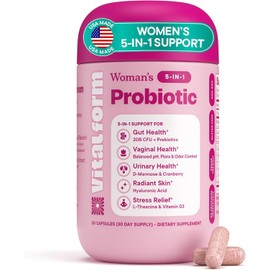 Women’s Probiotic 20 Billion CFU – 5-in-1 Daily Support for Digestive, Vaginal & Urinary Health – with Cranberry, D-Mannose, Prebiotics & Hyaluronic Acid – 30 Capsules