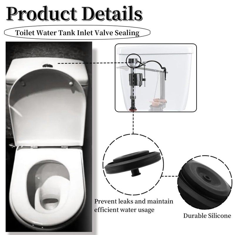 2Pcs Toilet Fill Valve Seal Replacement Part,Washer Cistern Float Valve