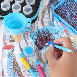 Kinsinder 30 Slots Diamond Painting Storage Boxes, 5D Diamond Painting Accessories for DIY Diamond Painting Accessories DIY Art Craft (Blue)