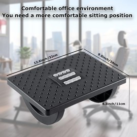 Ergonomic Foot Rest Rocking Foot Rest with Soothing Foot Massager for Office and Home Use Promotes Blood Flow in Legs and Feet (Black)