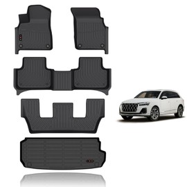 KELCSEECS Floor Mats & Cargo Liner Fit for Q7/SQ7 2025 2024-2020 All Weather Car Mats Automotive Cargo Mat Trunk Mat Q7 Trunk Liner Cargo Liner