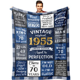 Ryubein 70th Birthday Gifts for Men, 70 Year Old Birthday Gifts for Men, Best Gifts for 70 Year Old Man, 1955 Birthday Gifts for Man, 70th Birthday Decorations Ideas Present Throw Blanket 50" X 60"