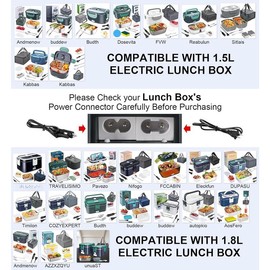 Electric Lunch Box 110V V-Type Angle/24V Flat Angle ,ONLY Compatible with 4 Power Jacks Electric  Warmer, for /Home Use 31-Inch,Heated Lunch Box Replacement Power Cord - Color: A