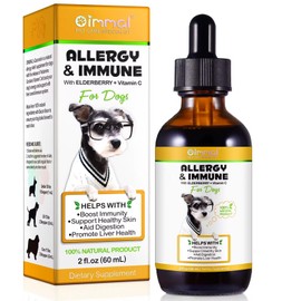 Allergy & Immune for dogs Itchy Skin Relief, Anti Inflammatory Supplement, Boost Immunity, Support Healthy Skin, Aid Digestion.100% Natural, 60ml.