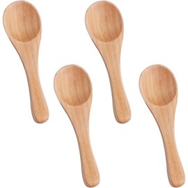 Small Wooden Spoons, 4Pcs Handmade Small Wooden Spoons,Small Wooden Spoons Wooden Teaspoons,Mini Wooden Spoons,Wooden Color Mini Condiment Spoons Tiny Spoons Wooden Serving Utensils Teaspoon for Salt