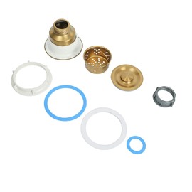 LQS Kitchen Sink Drain Strainer Assembly, Sink Drain 304 Stainless Steel with Removable Deep Waste Basket and Sealing Lid 3-1/2-inch Golden