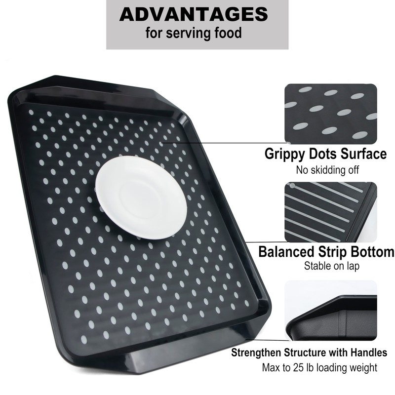 KAQAHIDO Large Non Slip Serving Tray with Grippy Dots, TV
