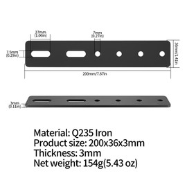 Pack of 4 Flat Connectors with Slotted Hole, Perforated Sheet, Perforated Plate, Metal Wooden Connector, Connecting Sheet, Flat Connection Plate Connector for Repair, Wood, Furniture Mounting Plate,