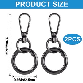 OIIKI 2 Sets Swivel Clasp Clip, Metal Swivel Snap Hooks, Double Opening Key Chain Clip with Key Ring for DIY Crafts, Jewelry Clasps, Lanyard Making -Black