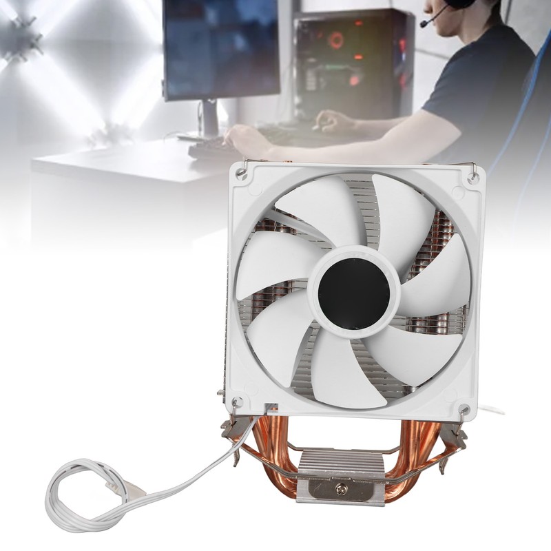 CPU Cooling Fan Professional Efficient 6 Tubes 3 Wires White