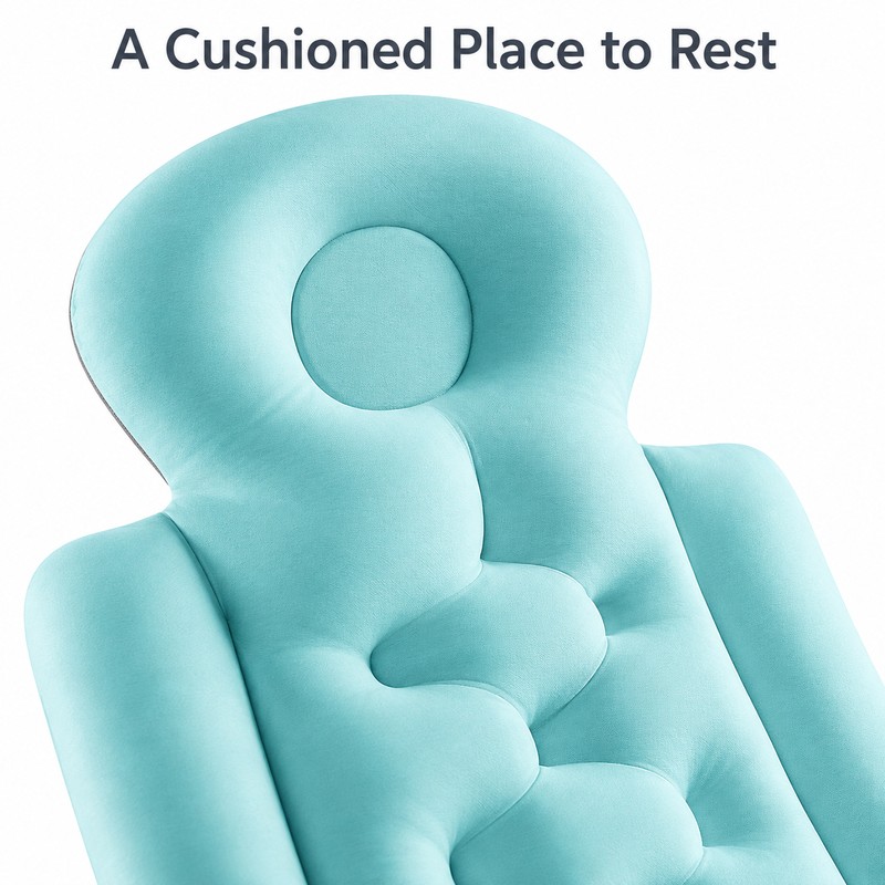 Full-Length Bath Pillow with Attached Seat, Neck & Back Support