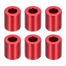 PATIKIL M5 Aluminum Spacer, 6 Pieces Metal Spacer Aluminum 5.2mm ID x 10mm OD x 12mm L Aluminum Spacer Screw Spacing Round for 1/5" or M5 Screws, Red