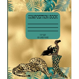 Tropical teal and gold composition notebook